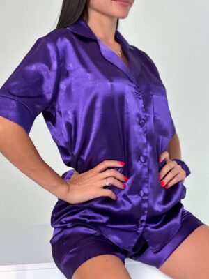 Premium Satin Pajama Set (Purple)