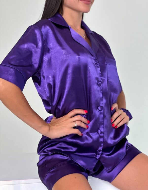 Premium Satin Pajama Set (Purple)
